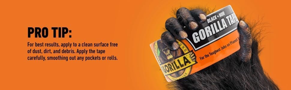 Gorilla Gorilla Tape, 3" Core, 1.88" x 10 yds, Black