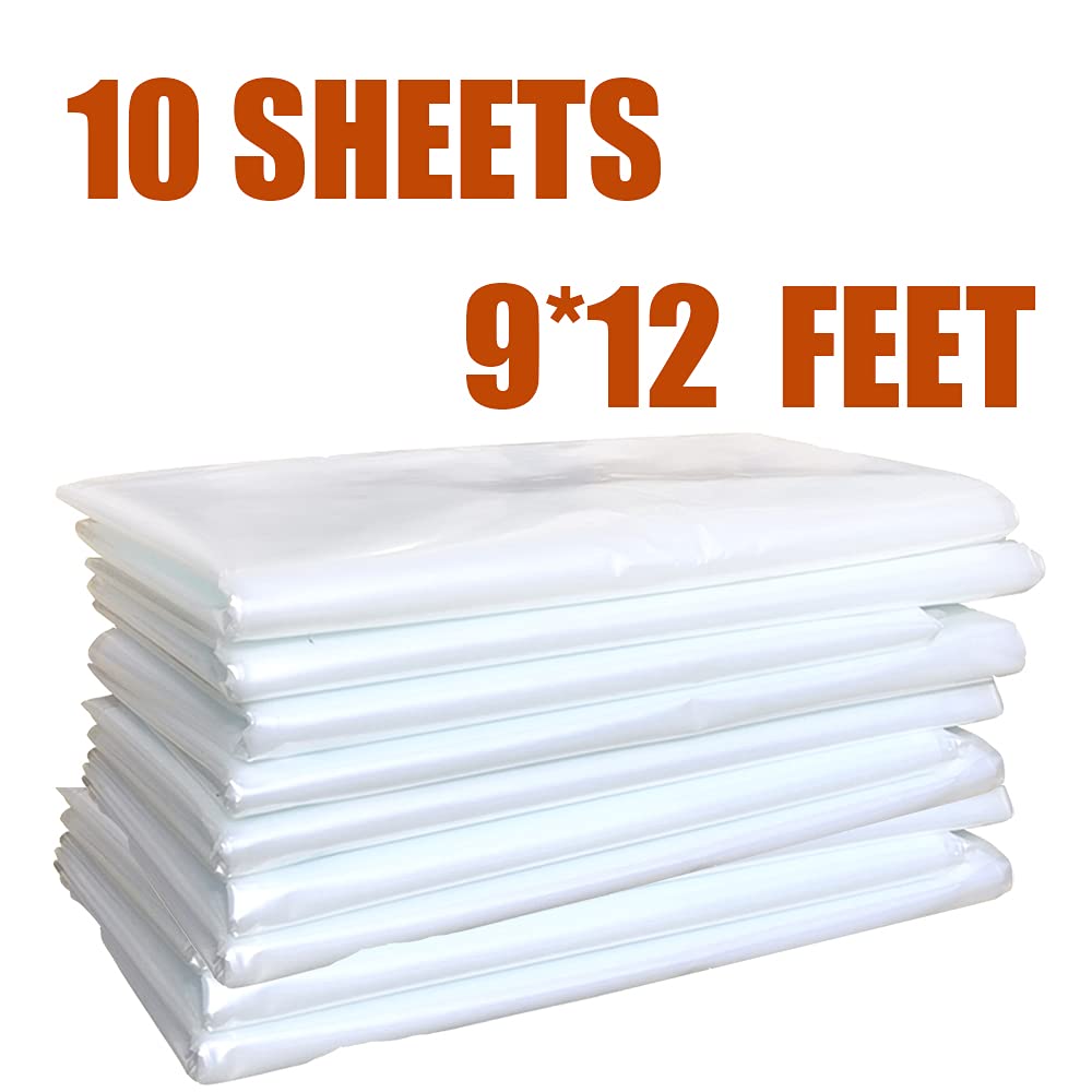 10-Pack Plastic Drop Sheets, 9x12 ft