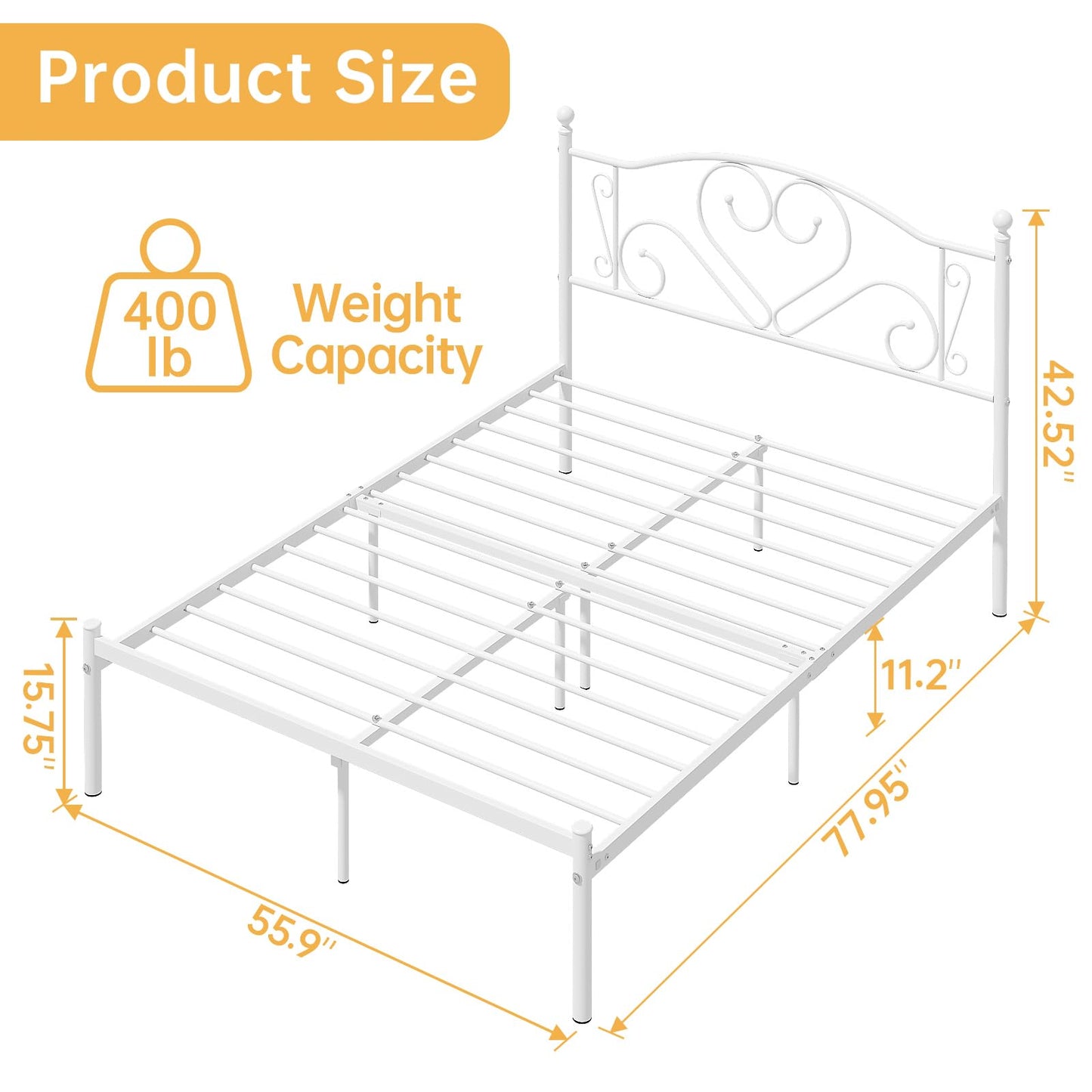 Weehom Twin Bed Frame – White