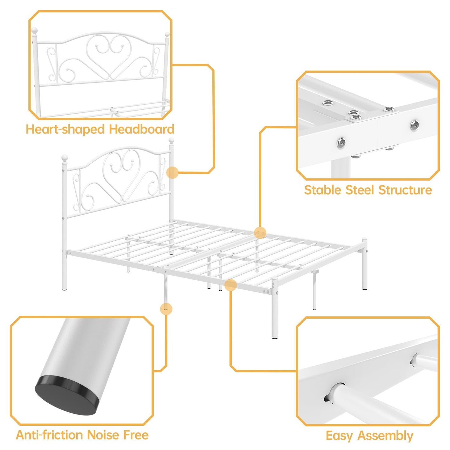 Weehom Twin Bed Frame – White