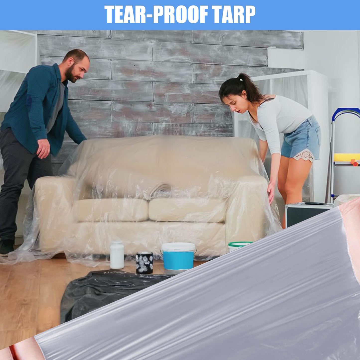10-Pack Plastic Drop Sheets, 9x12 ft