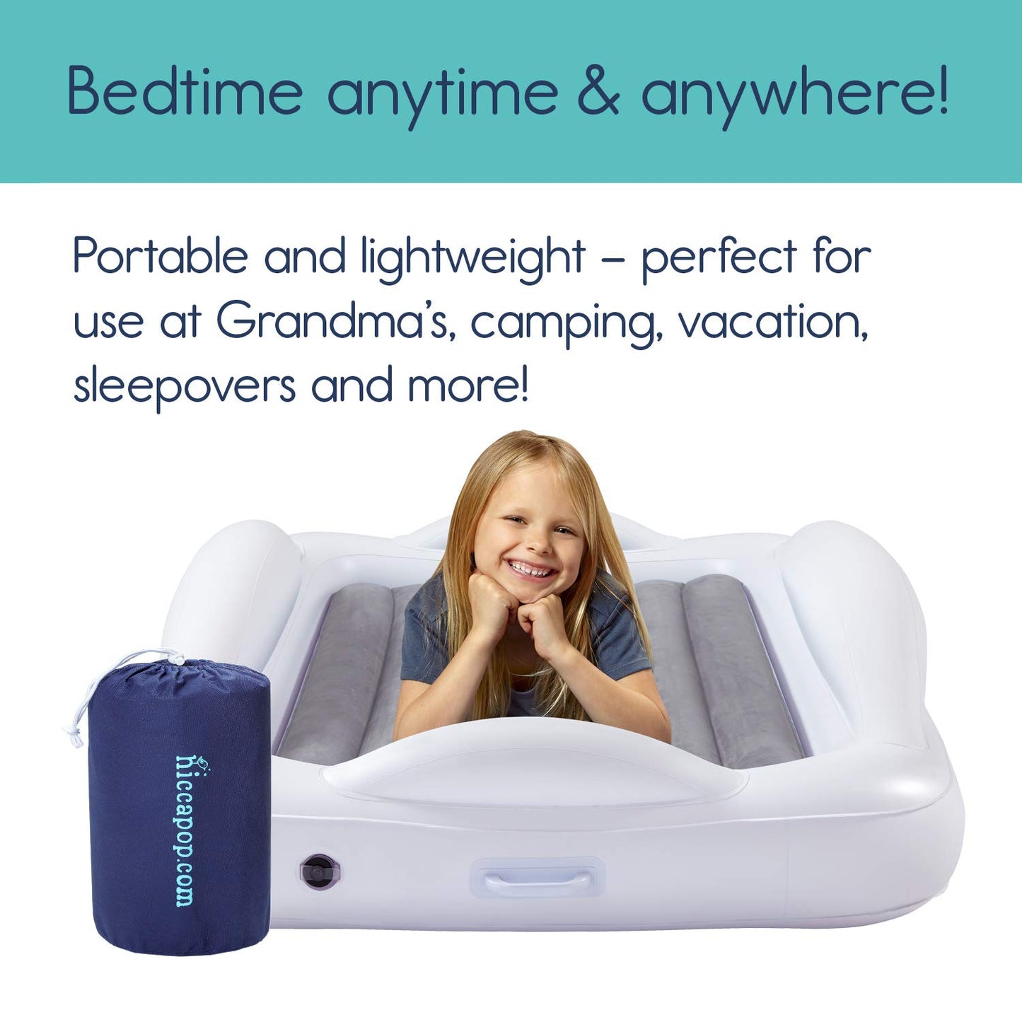 Hiccapop Toddler Travel Bed – Teal
