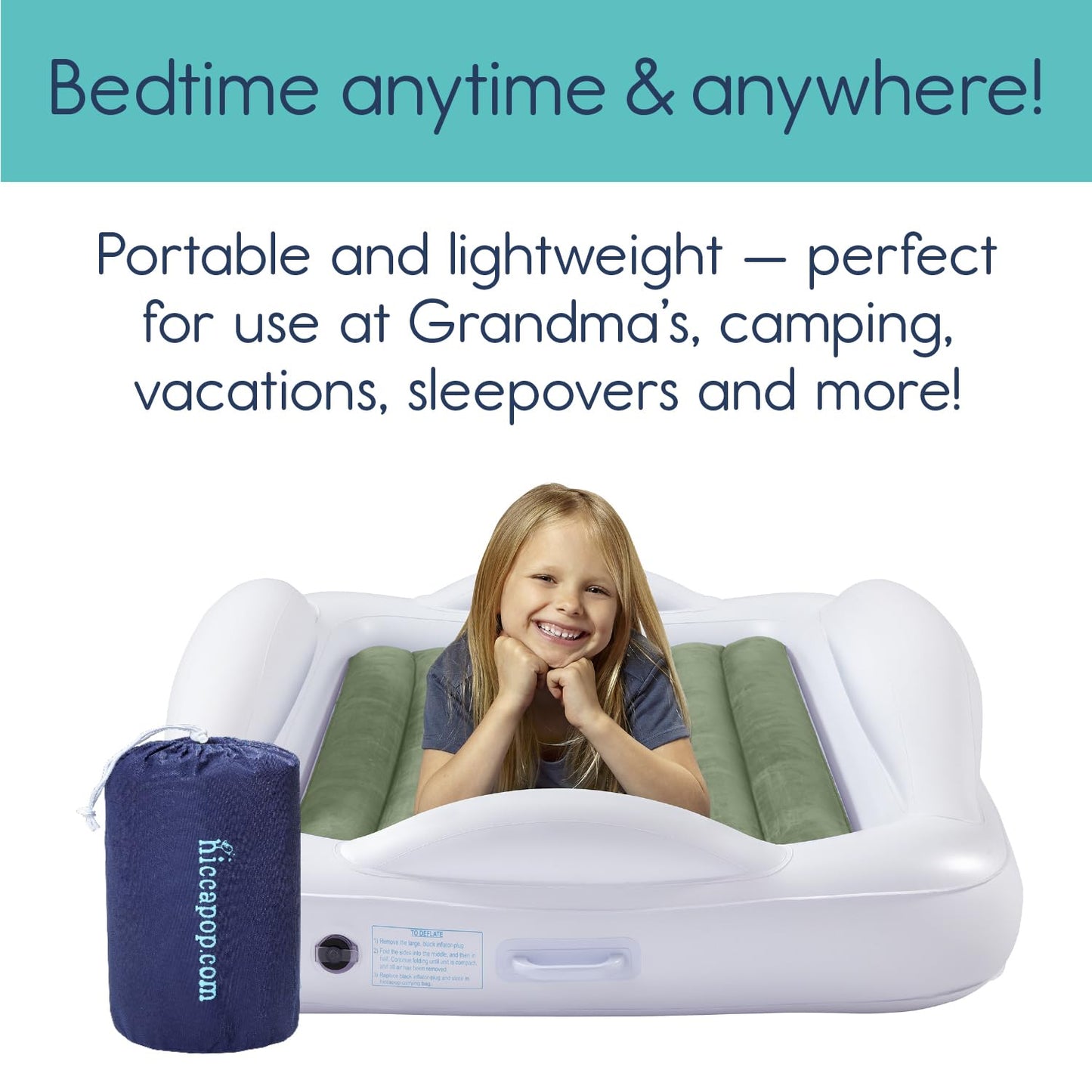 Hiccapop Toddler Travel Bed – Teal