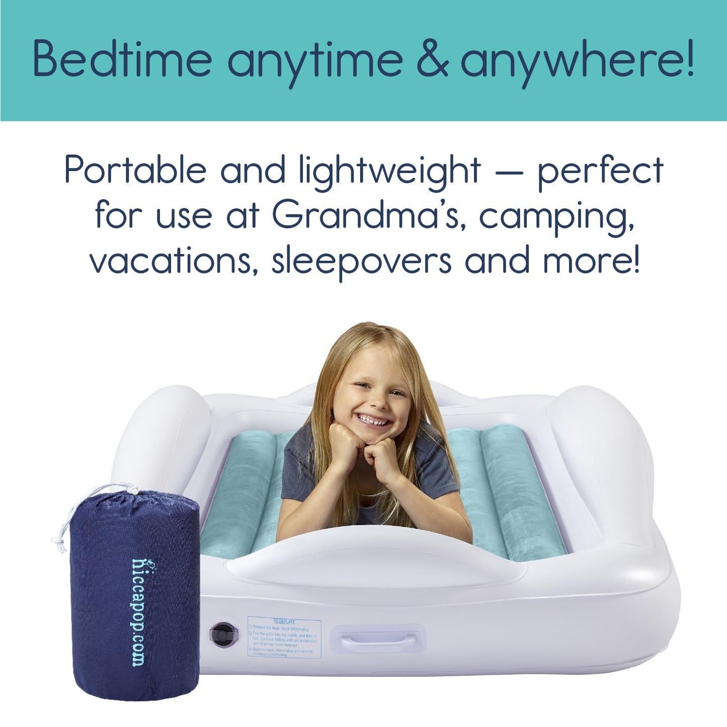 Hiccapop Toddler Travel Bed – Teal