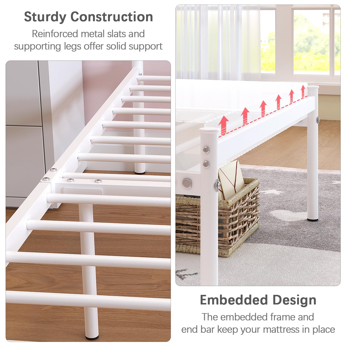 Weehom Twin Bed Frame – White