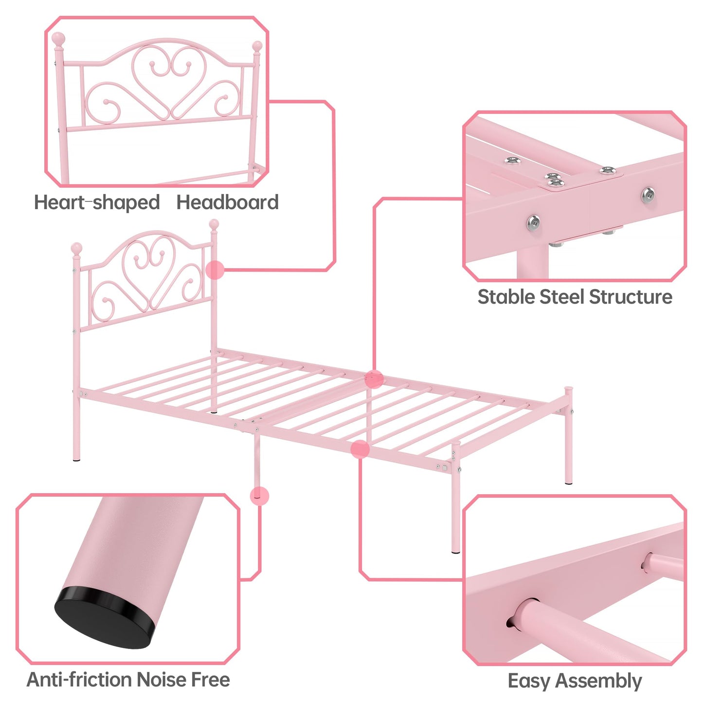 Weehom Twin Bed Frame – White