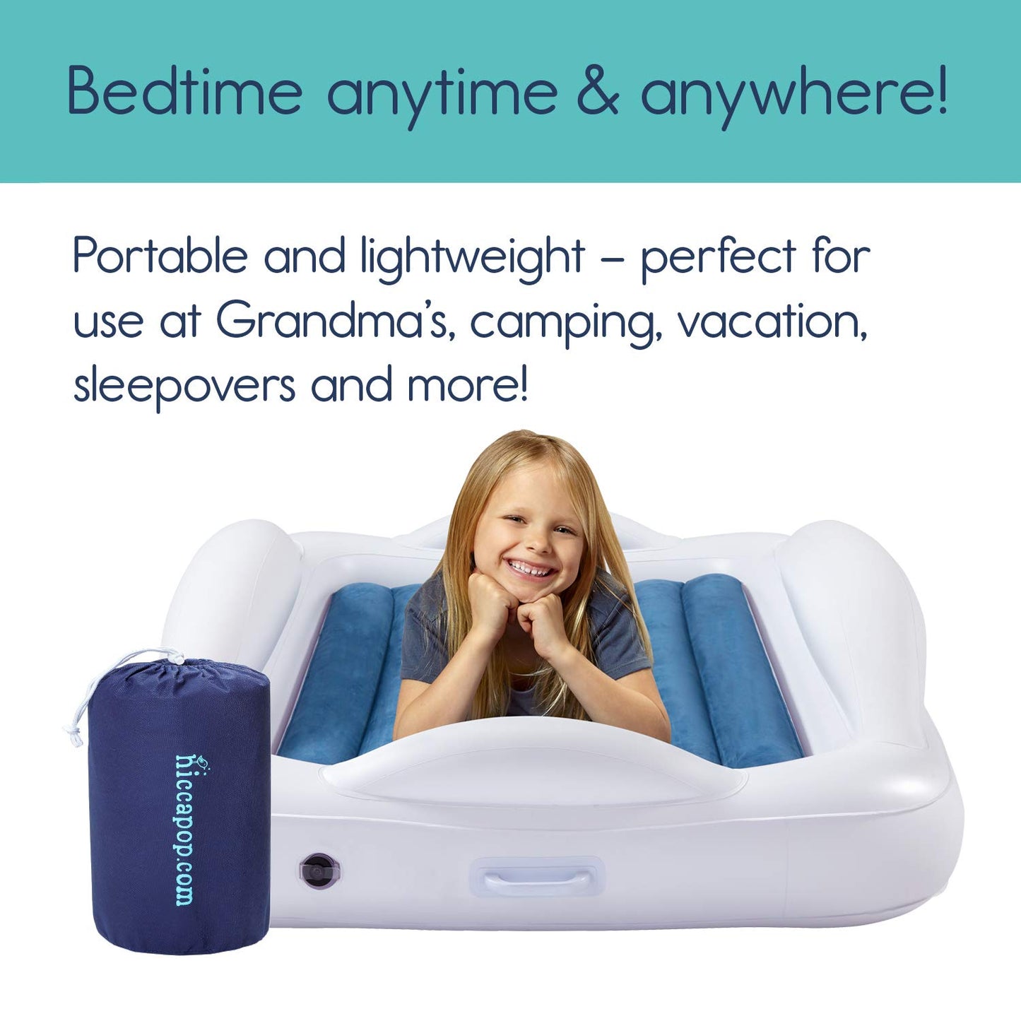Hiccapop Toddler Travel Bed – Teal