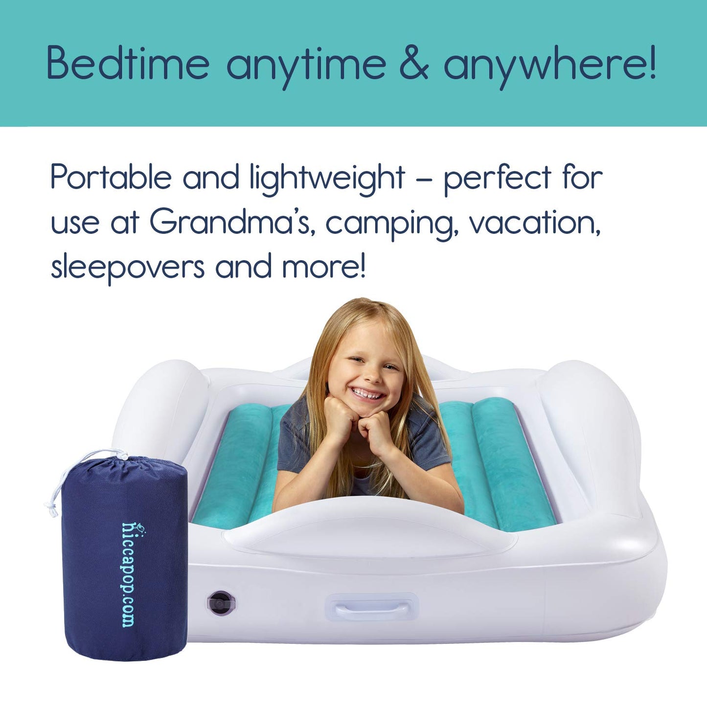 Hiccapop Toddler Travel Bed – Teal