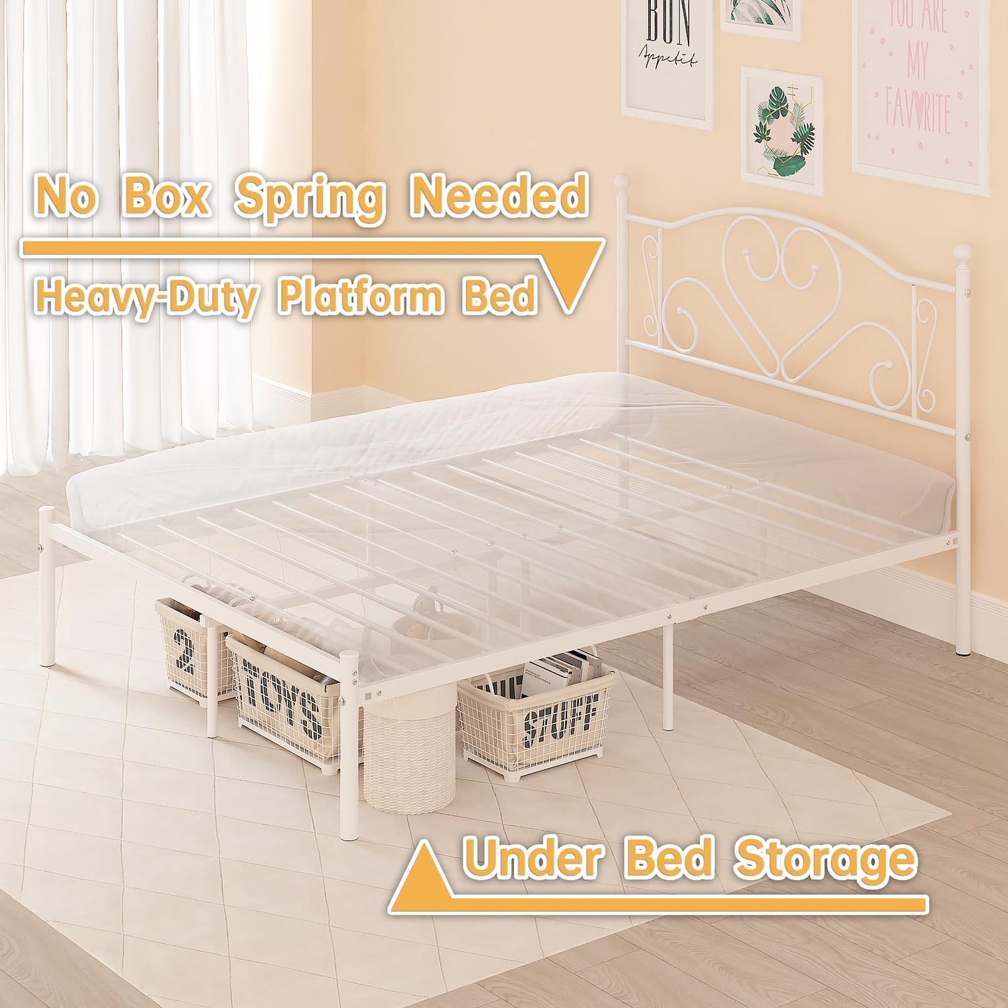 Weehom Twin Bed Frame – White