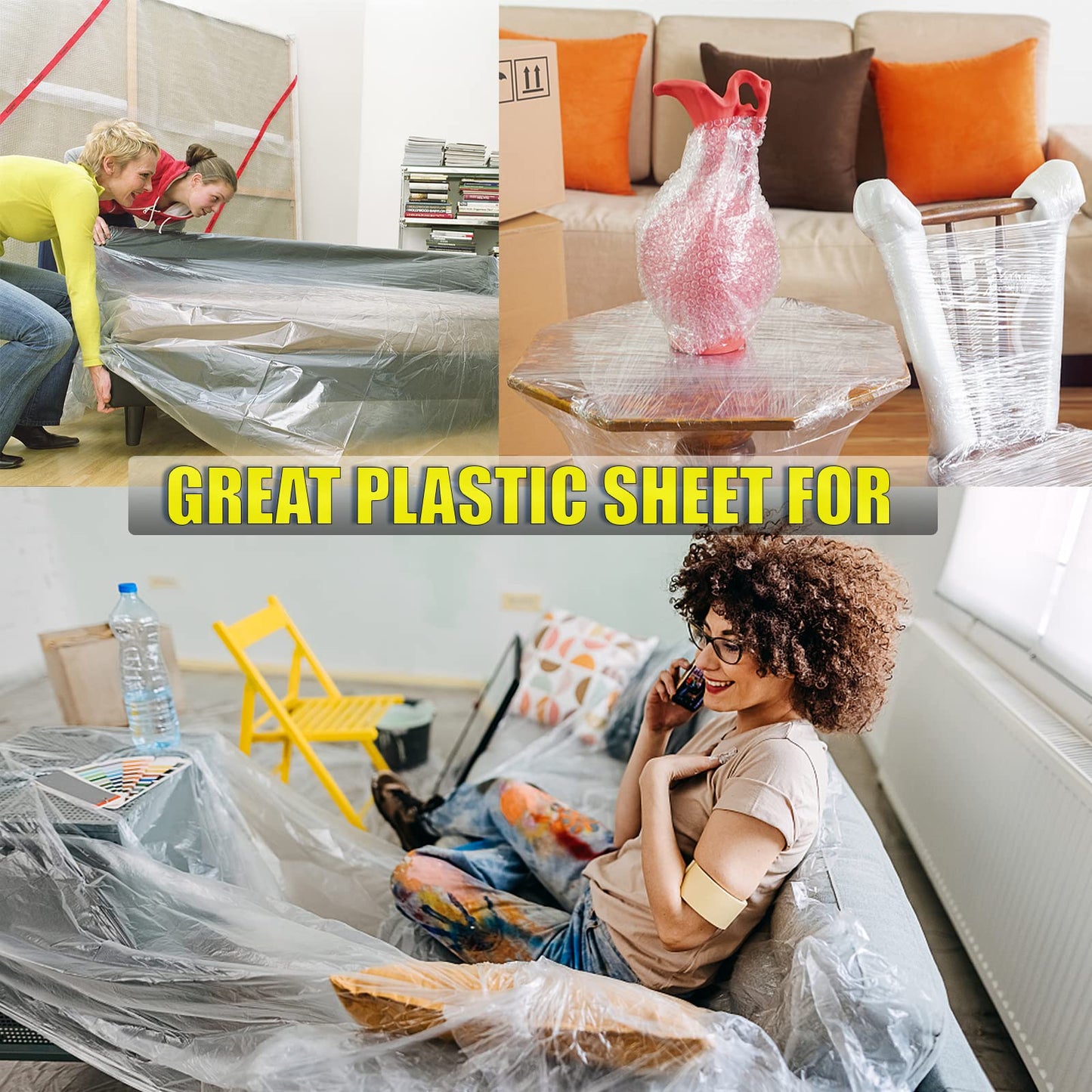 10-Pack Plastic Drop Sheets, 9x12 ft