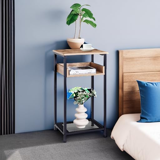30" Tall Side Table – Greige & Black