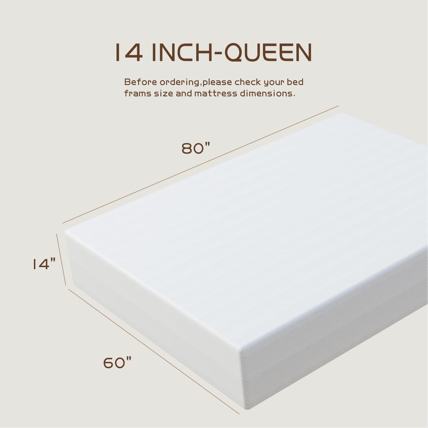 14" Queen Gel Foam Mattress – Medium Firm