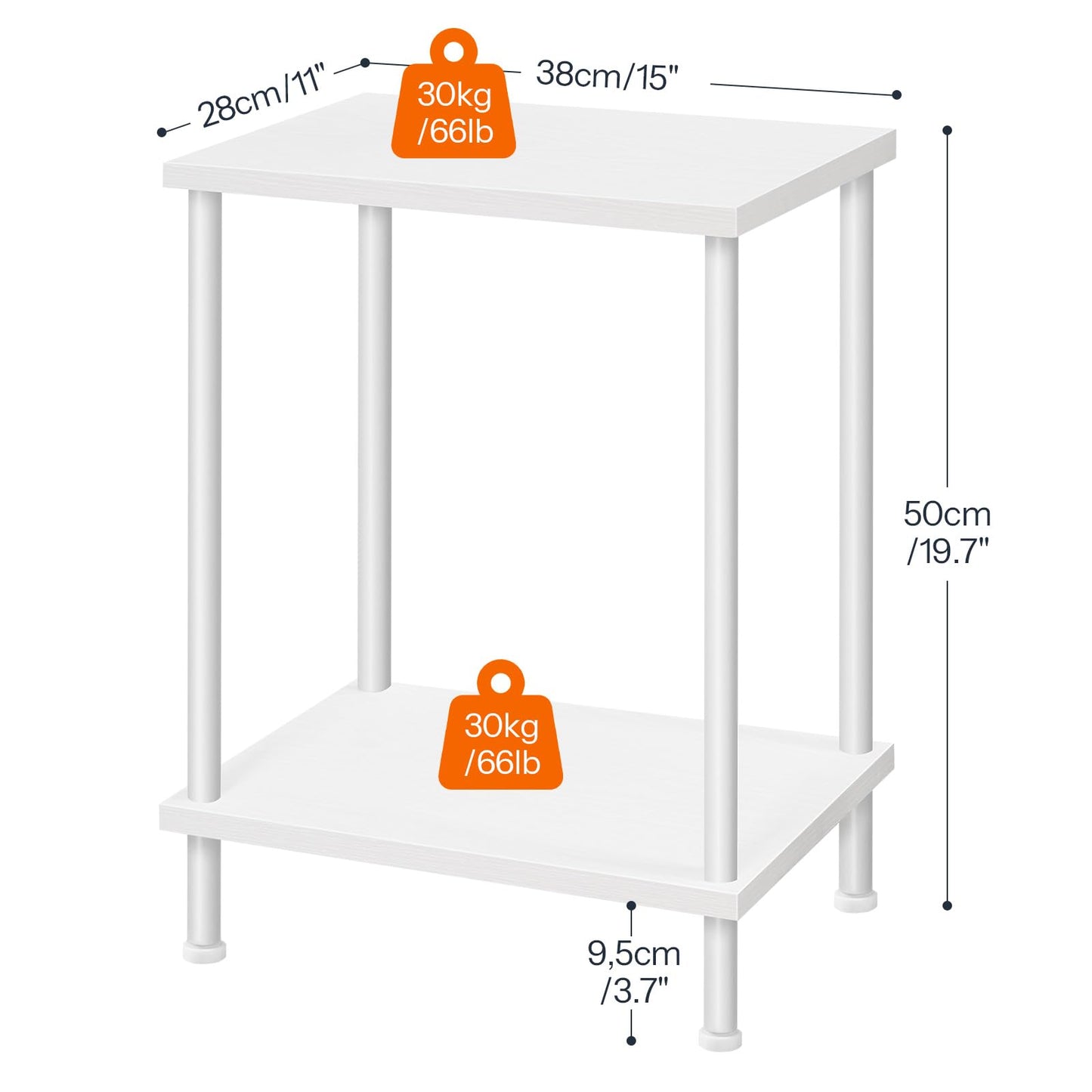 HOOBRO Small Side Table with Shelves