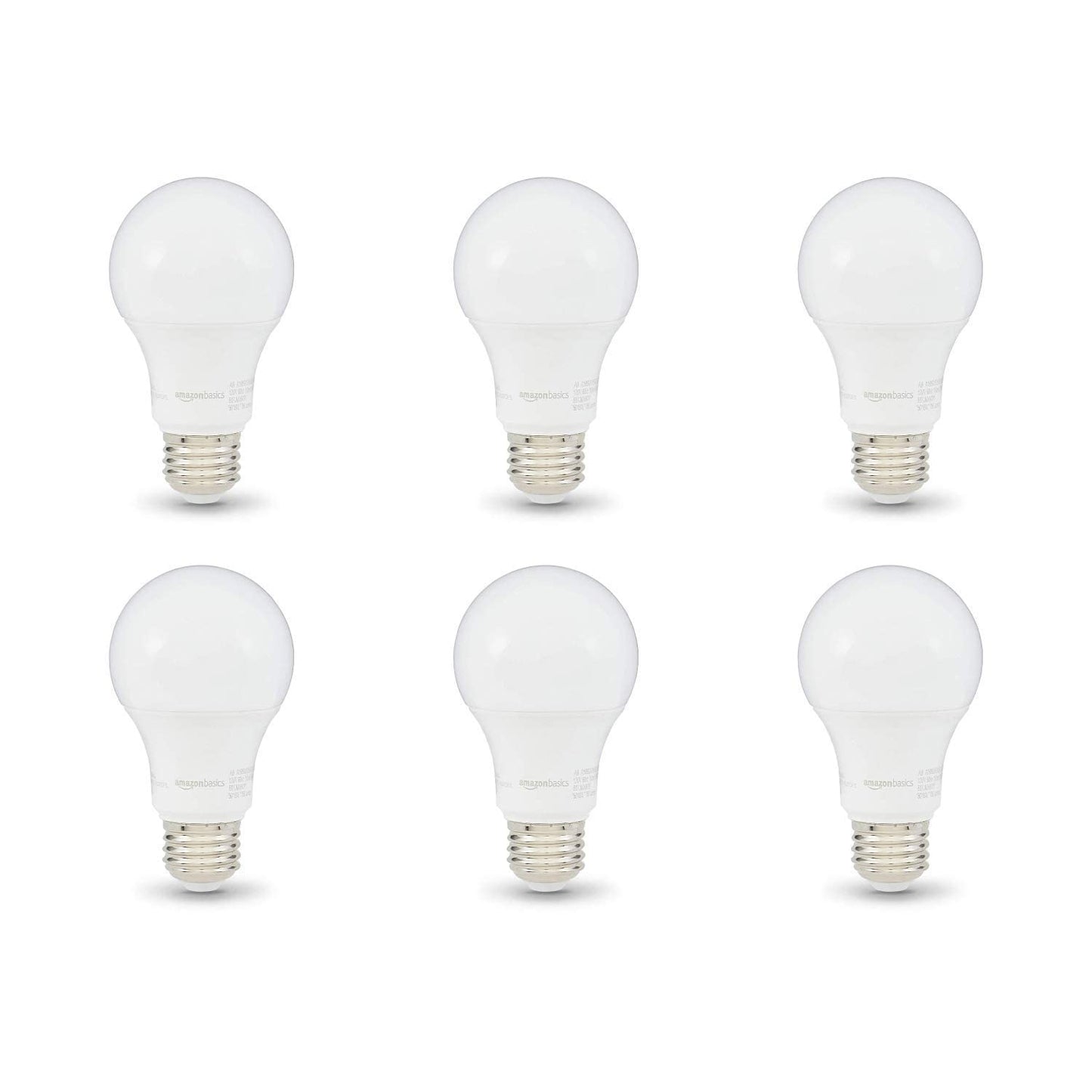 Amazon Basics 60W LED Bulbs, Soft White, 6-Pack