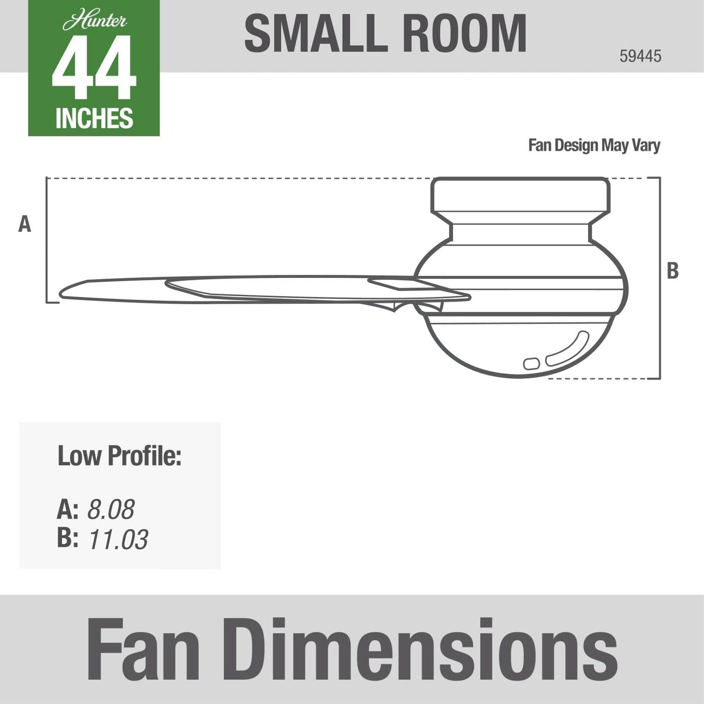 Hunter 59244 Dempsey Ceiling Fan 44 inches Fresh White
