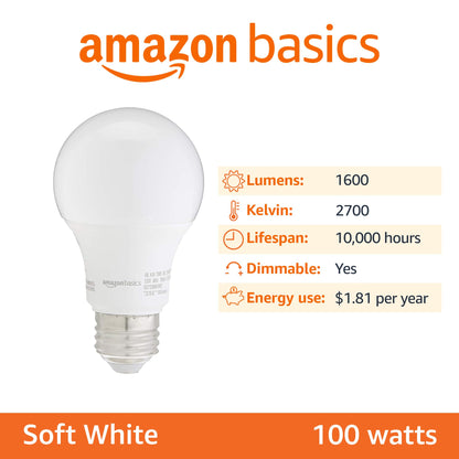 Amazon Basics 60W LED Bulbs, Soft White, 6-Pack