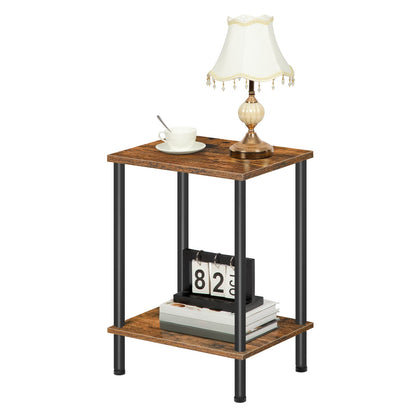 HOOBRO Small Side Table with Shelves