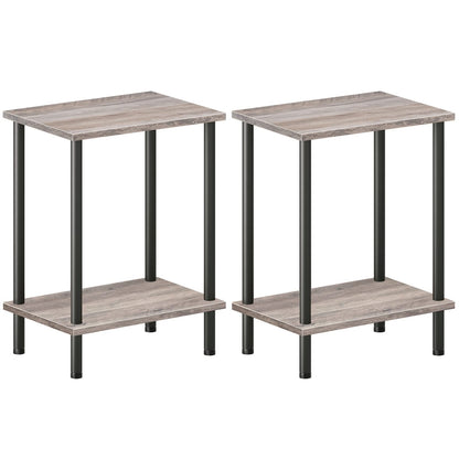 HOOBRO Small Side Table with Shelves