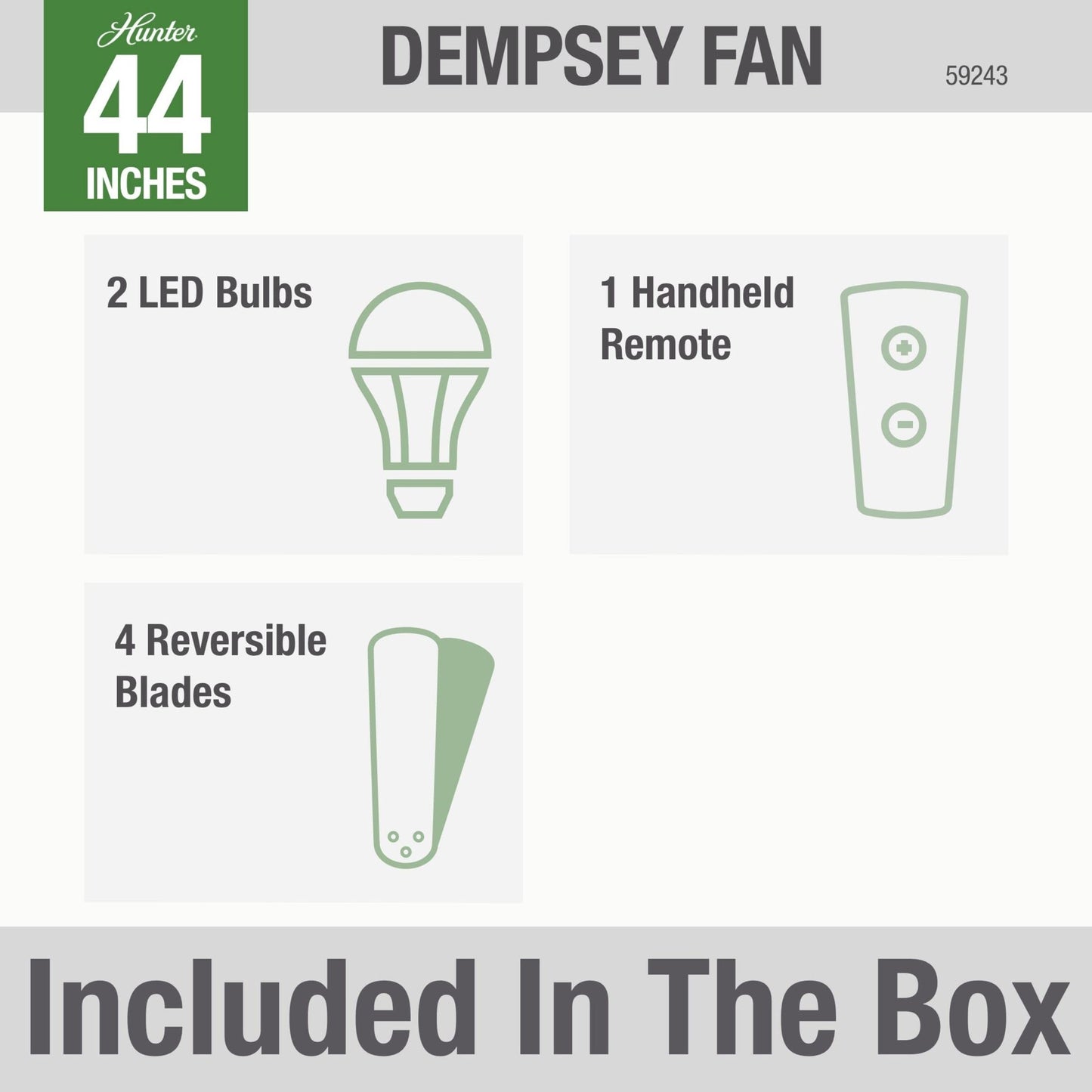 Hunter 59244 Dempsey Ceiling Fan 44 inches Fresh White
