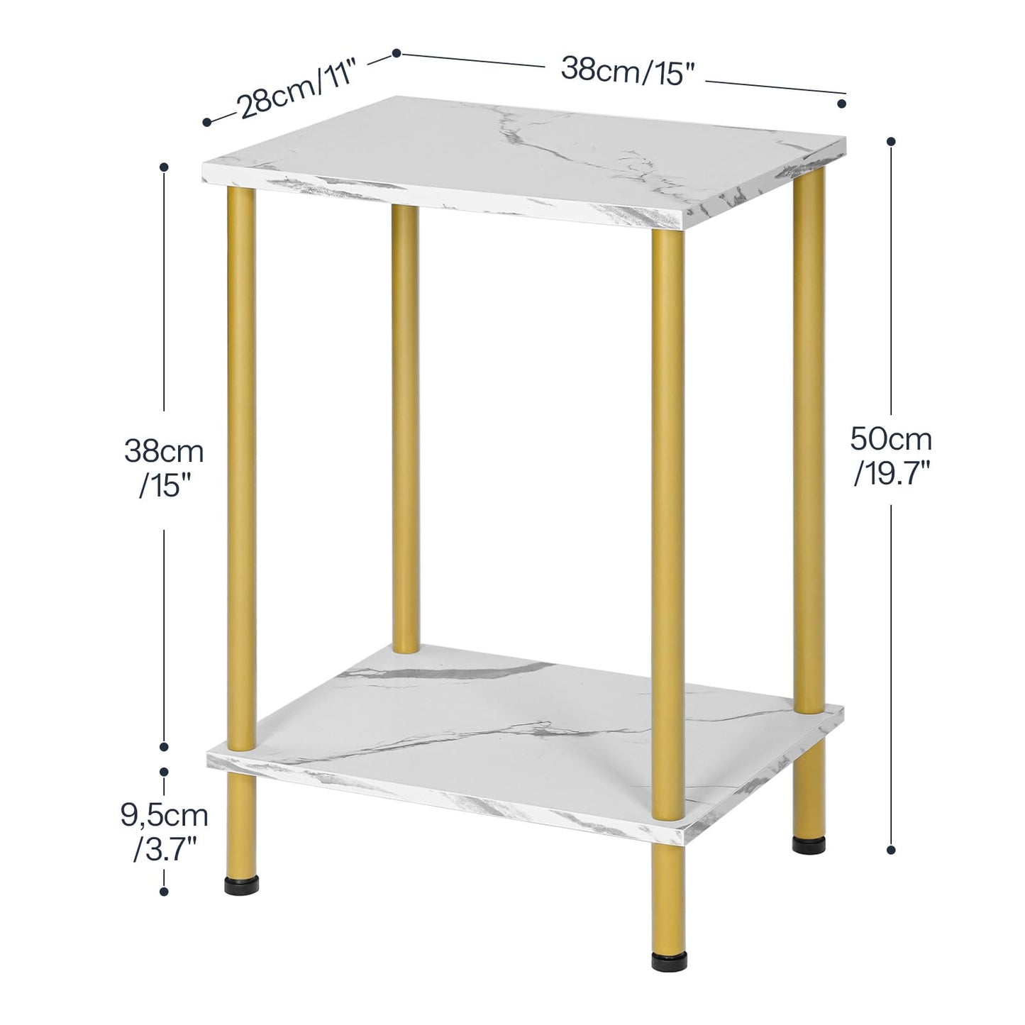 HOOBRO Small Side Table with Shelves