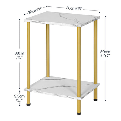 HOOBRO Small Side Table with Shelves