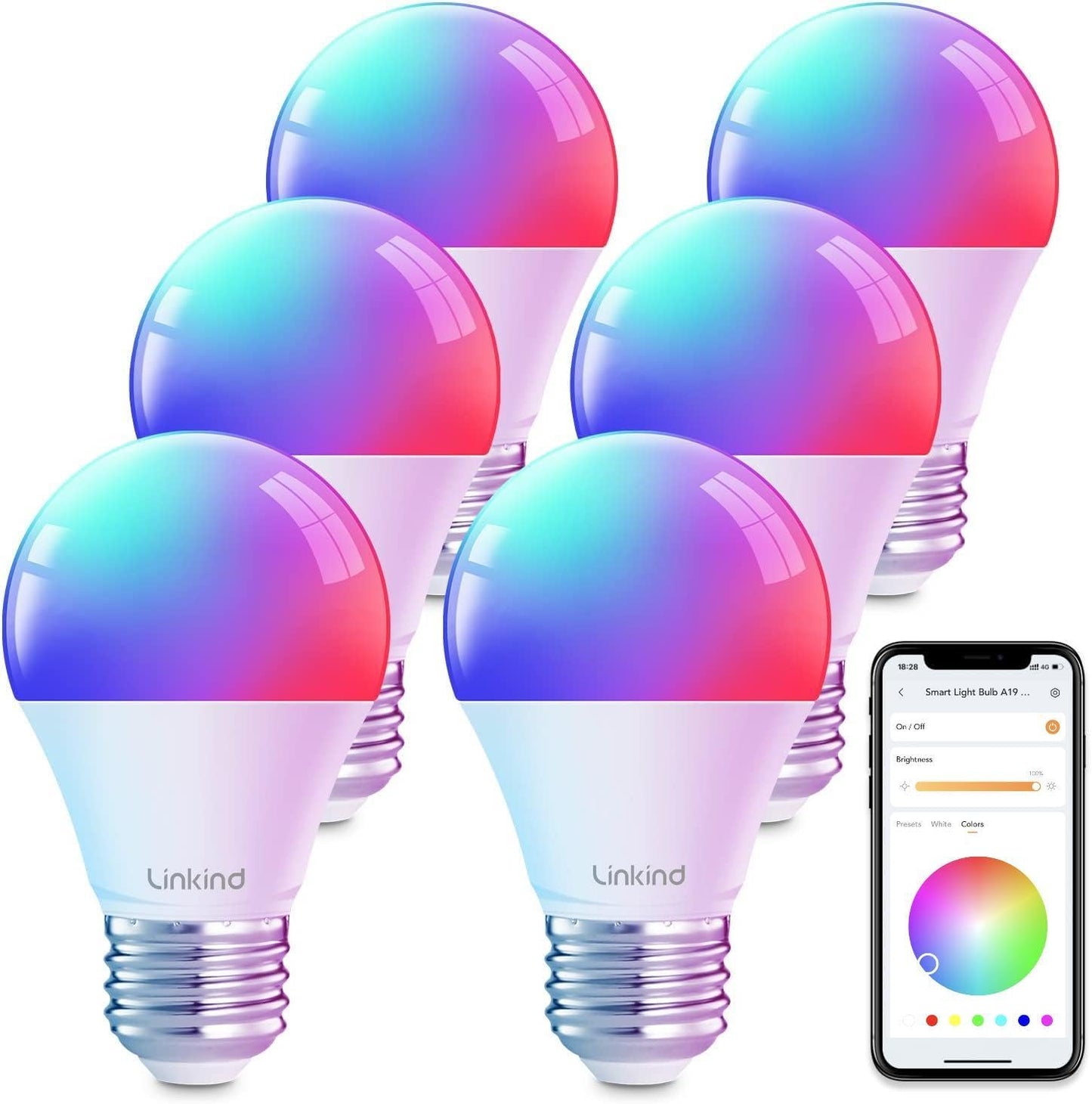 Linkind Smart Bulbs 4-Pack, RGB WiFi LED