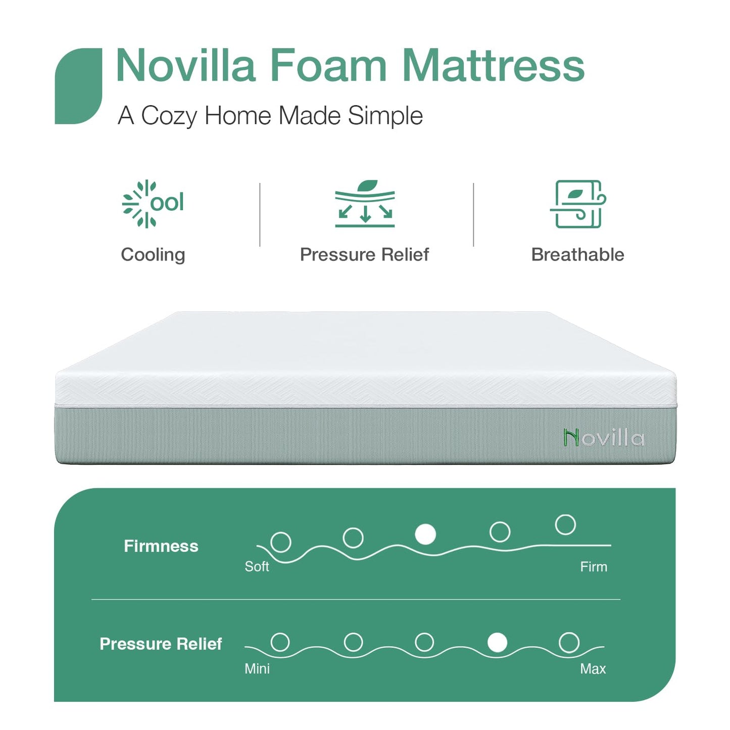 Novilla 12" Queen Gel Memory Foam Mattress