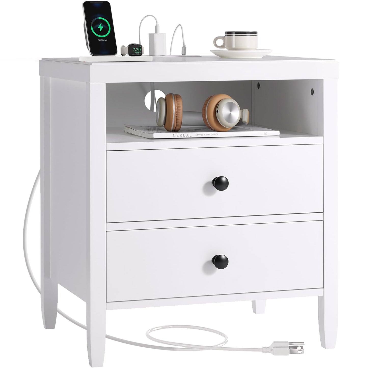 Huuger Black Nightstands Set of 2