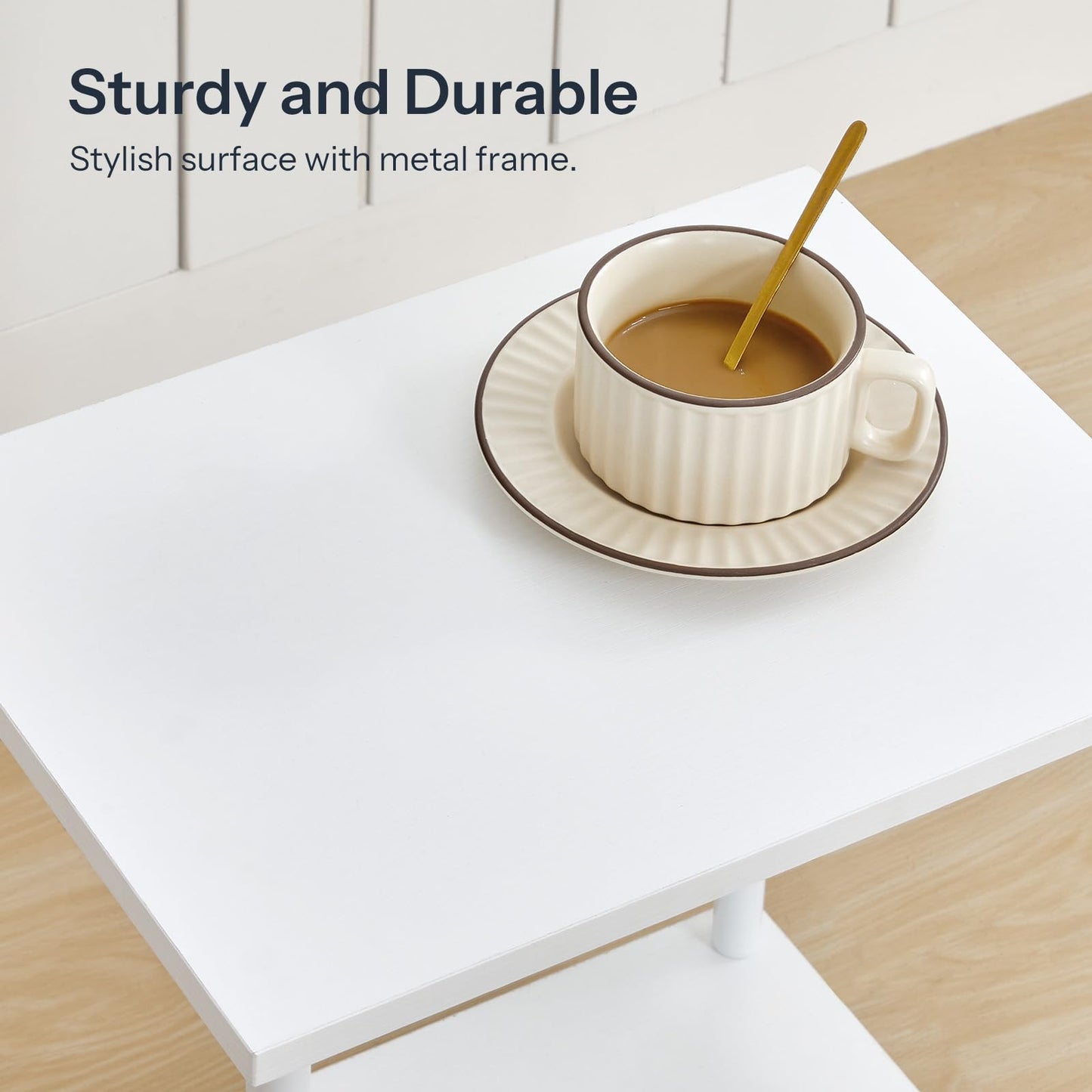 HOOBRO Small Side Table with Shelves