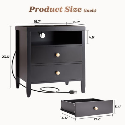 Huuger Black Nightstands Set of 2