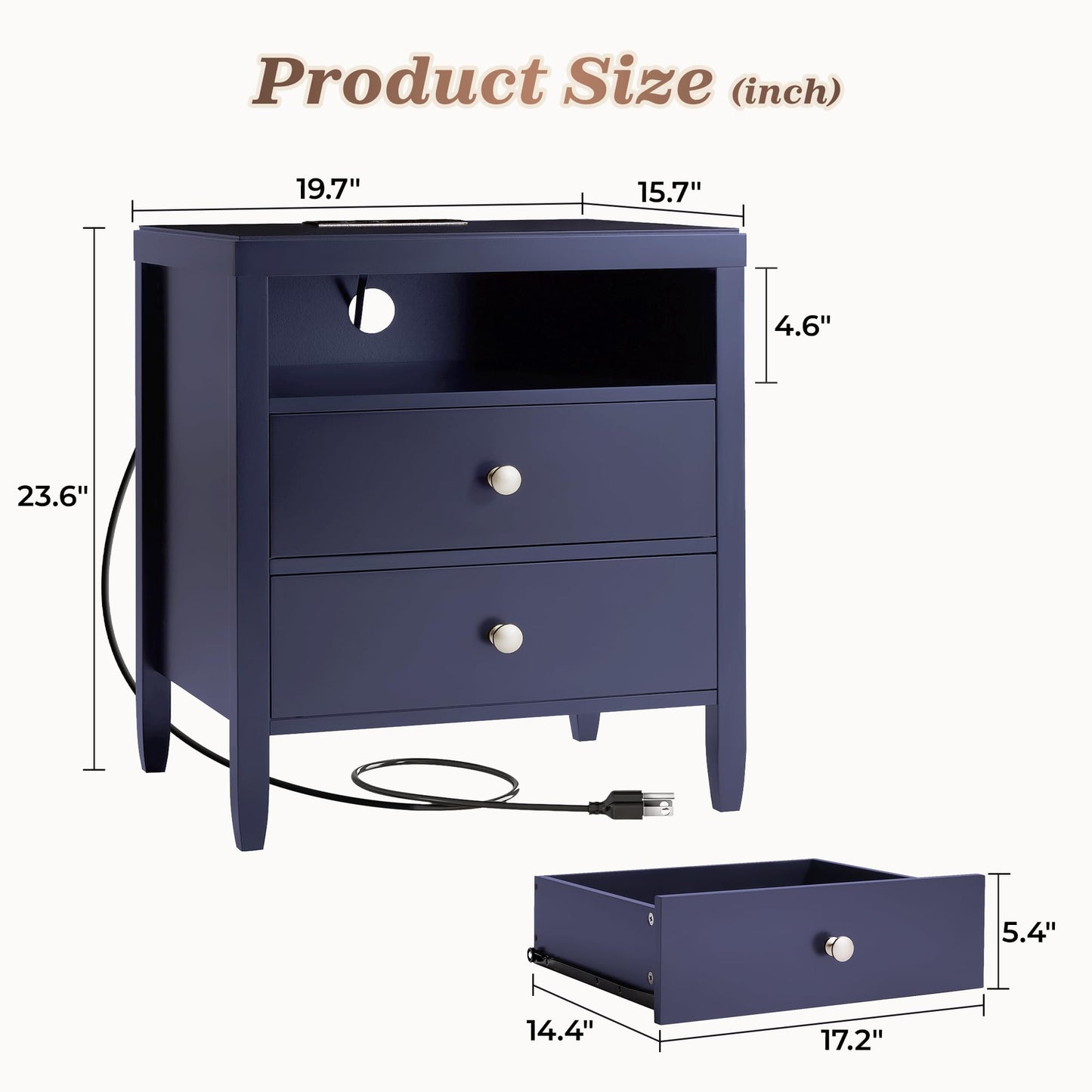 Huuger Black Nightstands Set of 2