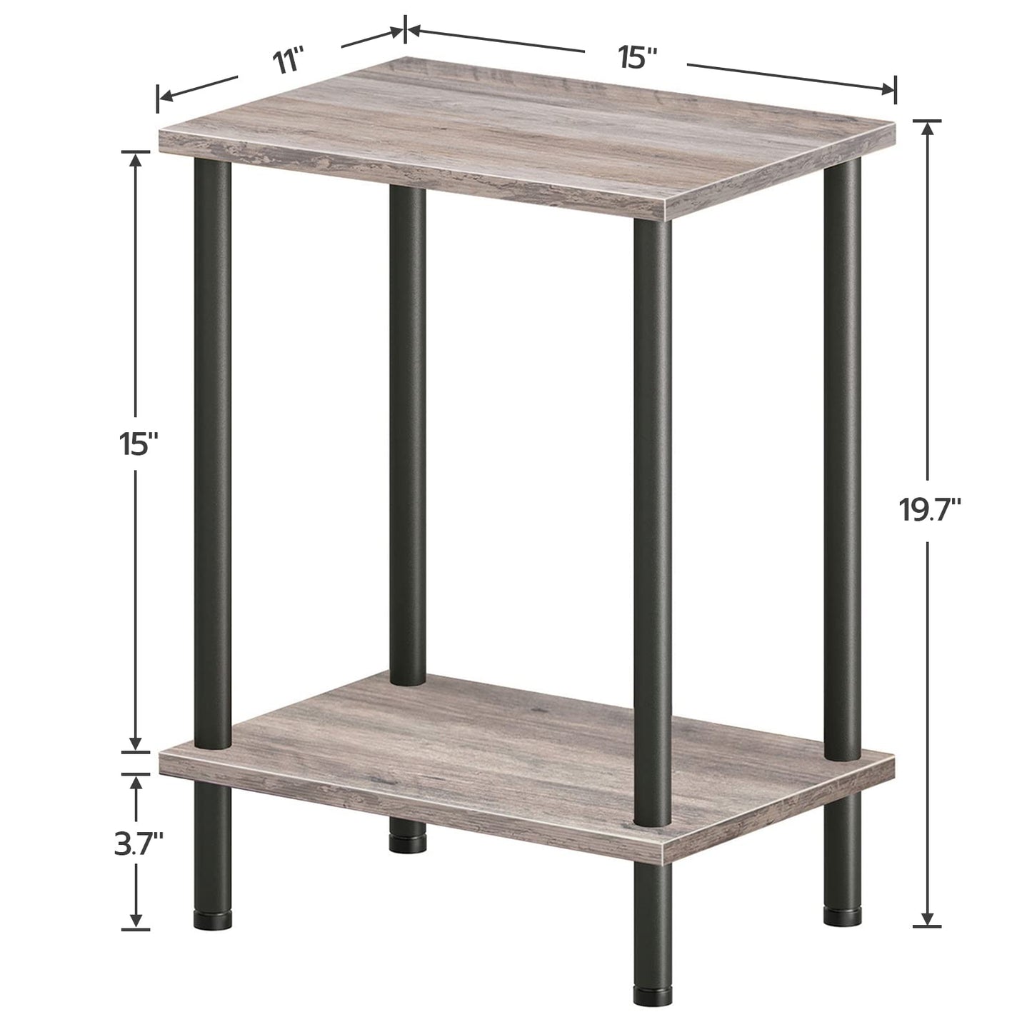 HOOBRO Small Side Table with Shelves