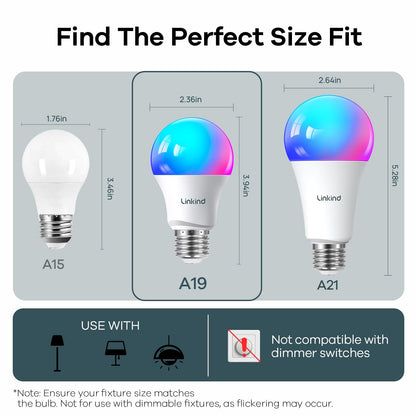 Linkind Smart Bulbs 4-Pack, RGB WiFi LED