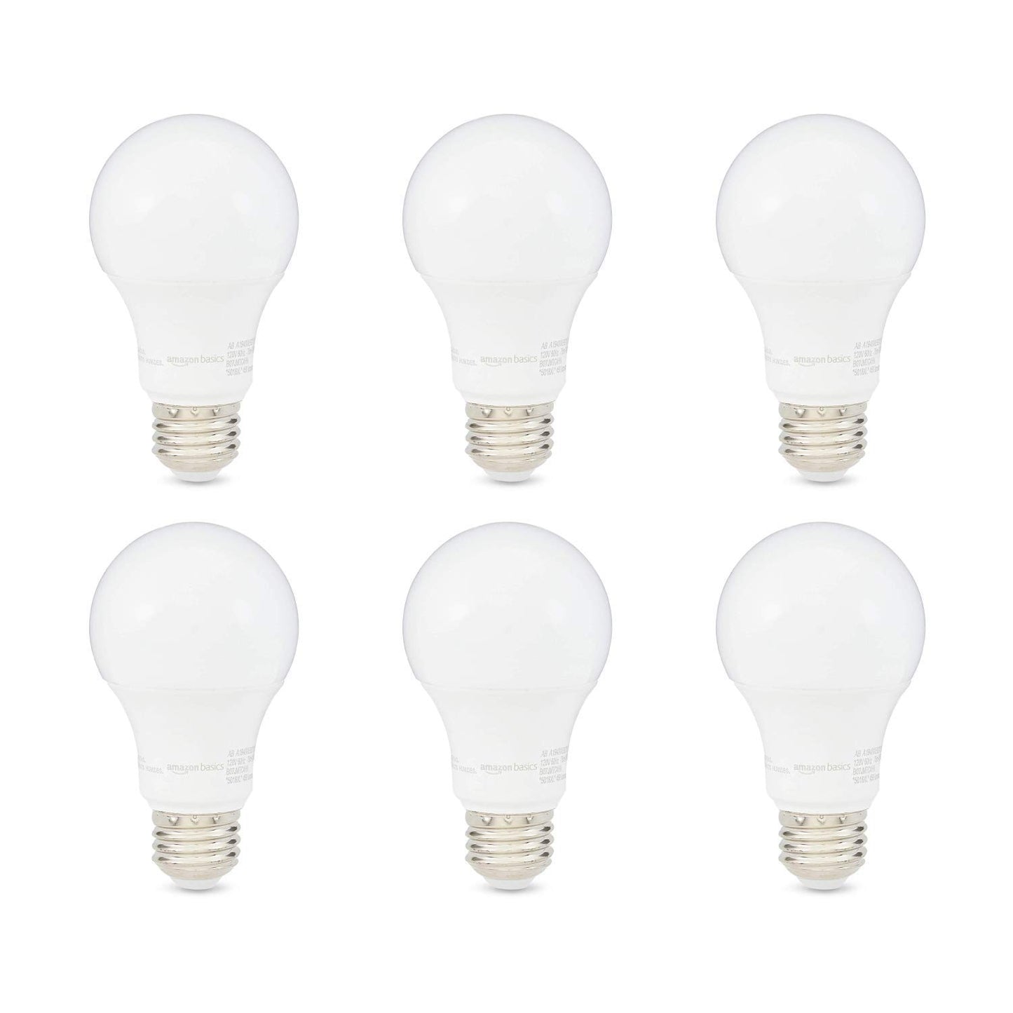 Amazon Basics 60W LED Bulbs, Soft White, 6-Pack