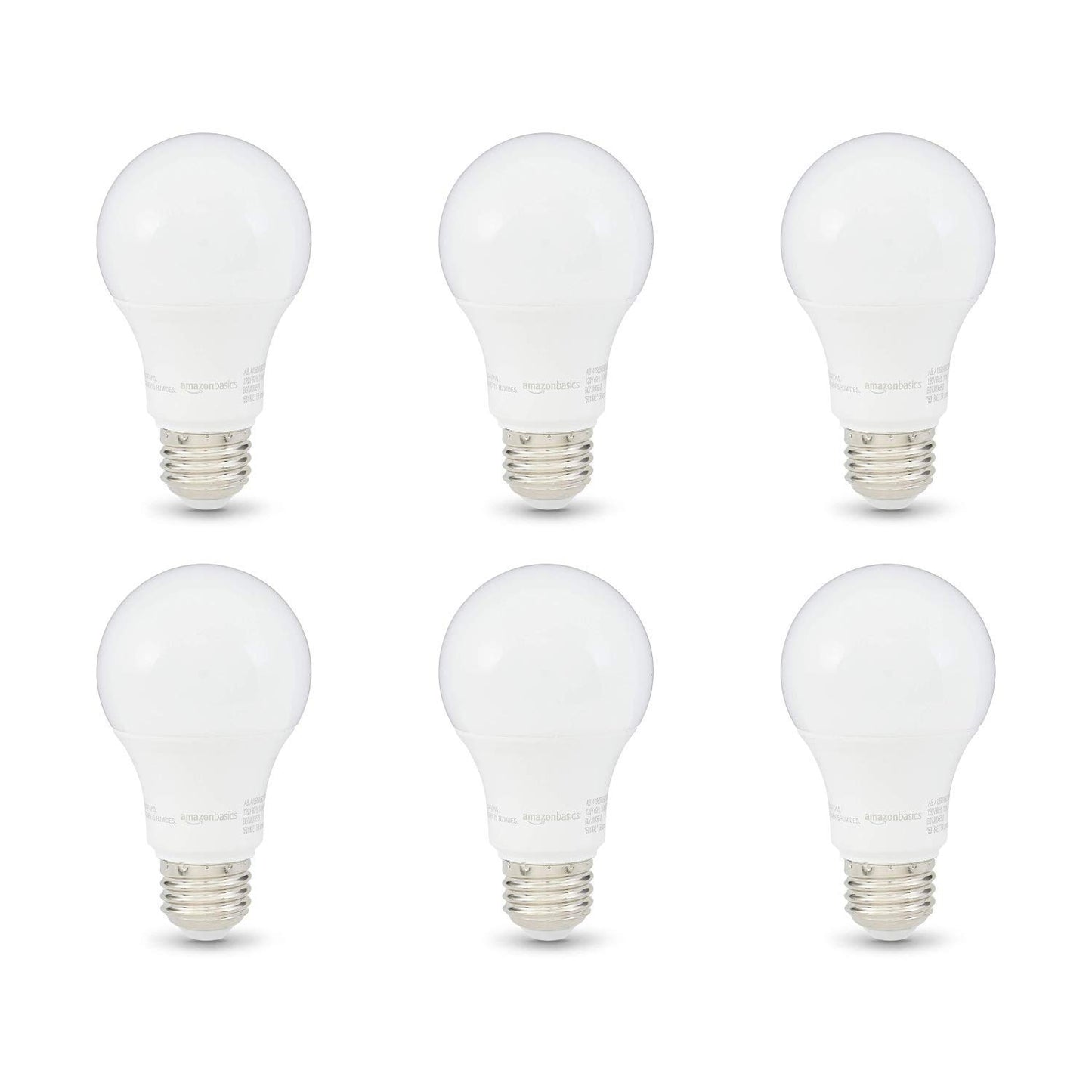 Amazon Basics 60W LED Bulbs, Soft White, 6-Pack