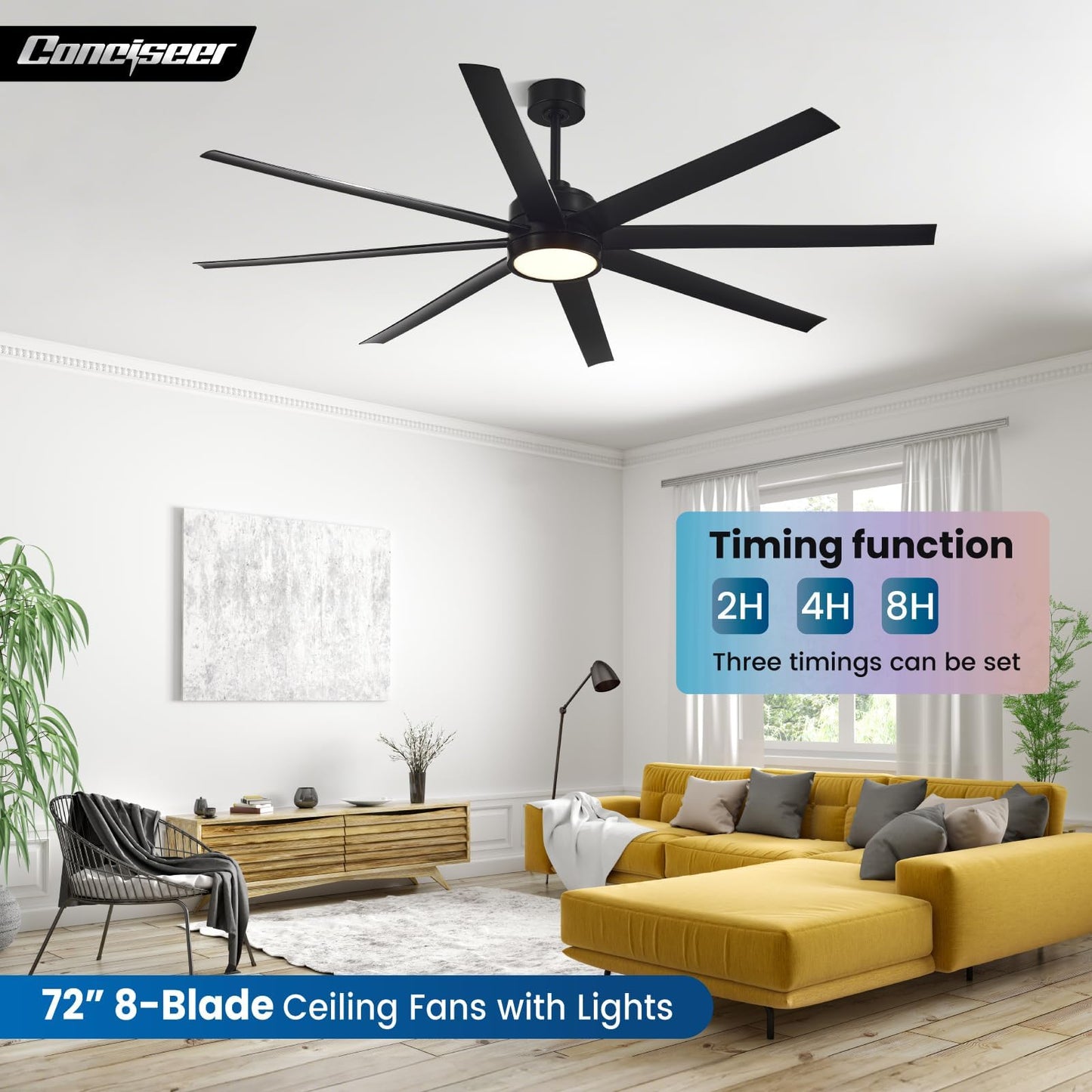 65" Modern Ceiling Fan with Light & Remote