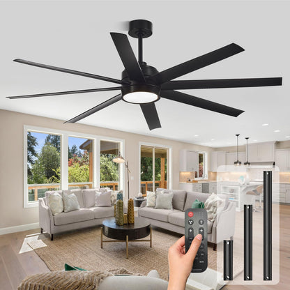 65" Modern Ceiling Fan with Light & Remote