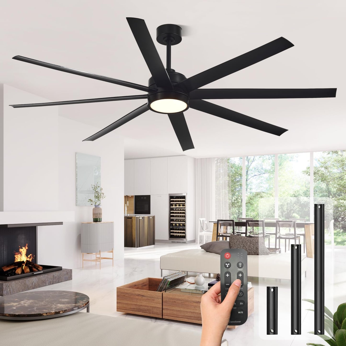 65" Modern Ceiling Fan with Light & Remote