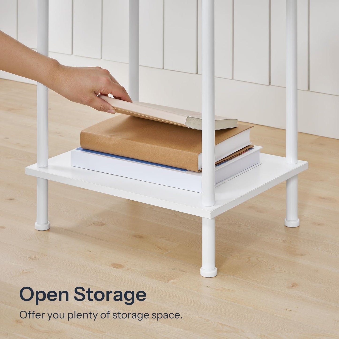 HOOBRO Small Side Table with Shelves