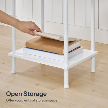 HOOBRO Small Side Table with Shelves