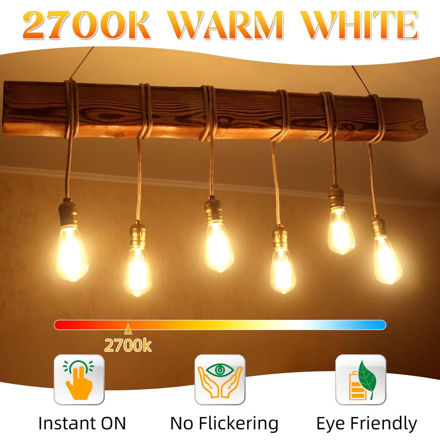 Edison LED Bulbs 60W, 4000K, 12-Pack