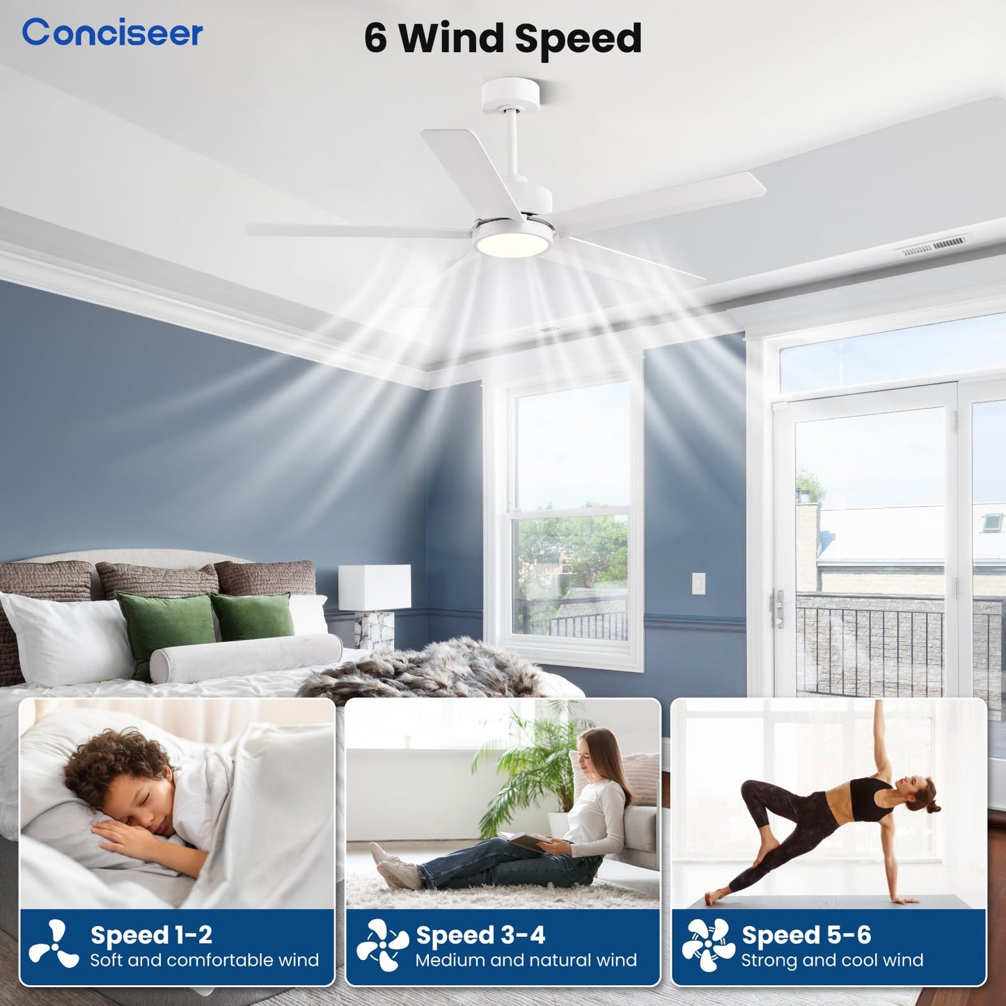65" Modern Ceiling Fan with Light & Remote
