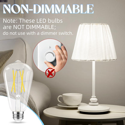 Edison LED Bulbs 60W, 4000K, 12-Pack