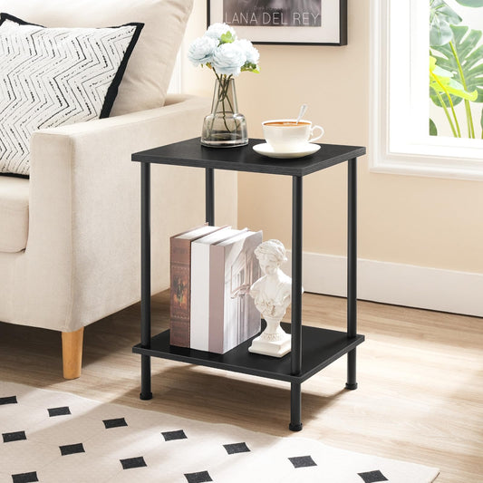 HOOBRO Small Side Table with Shelves