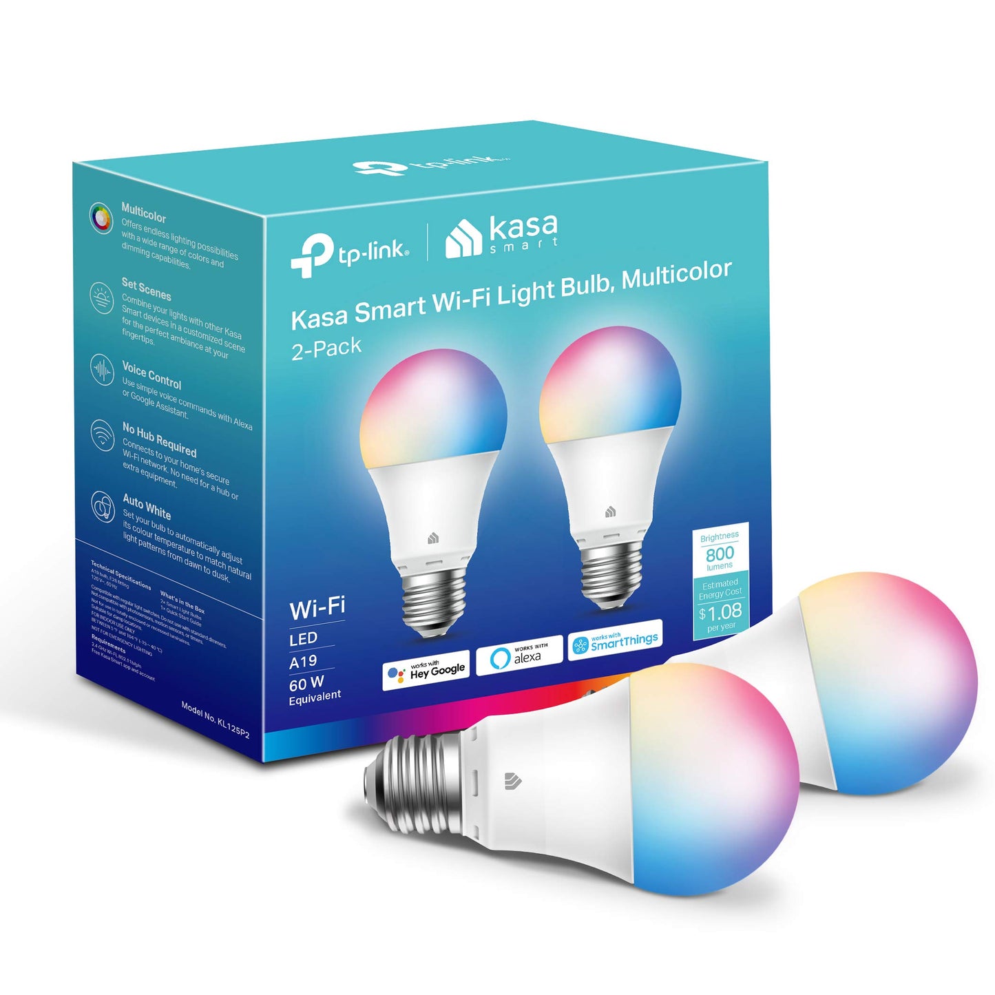 Kasa Smart Bulbs, Multicolor, 2-Pack