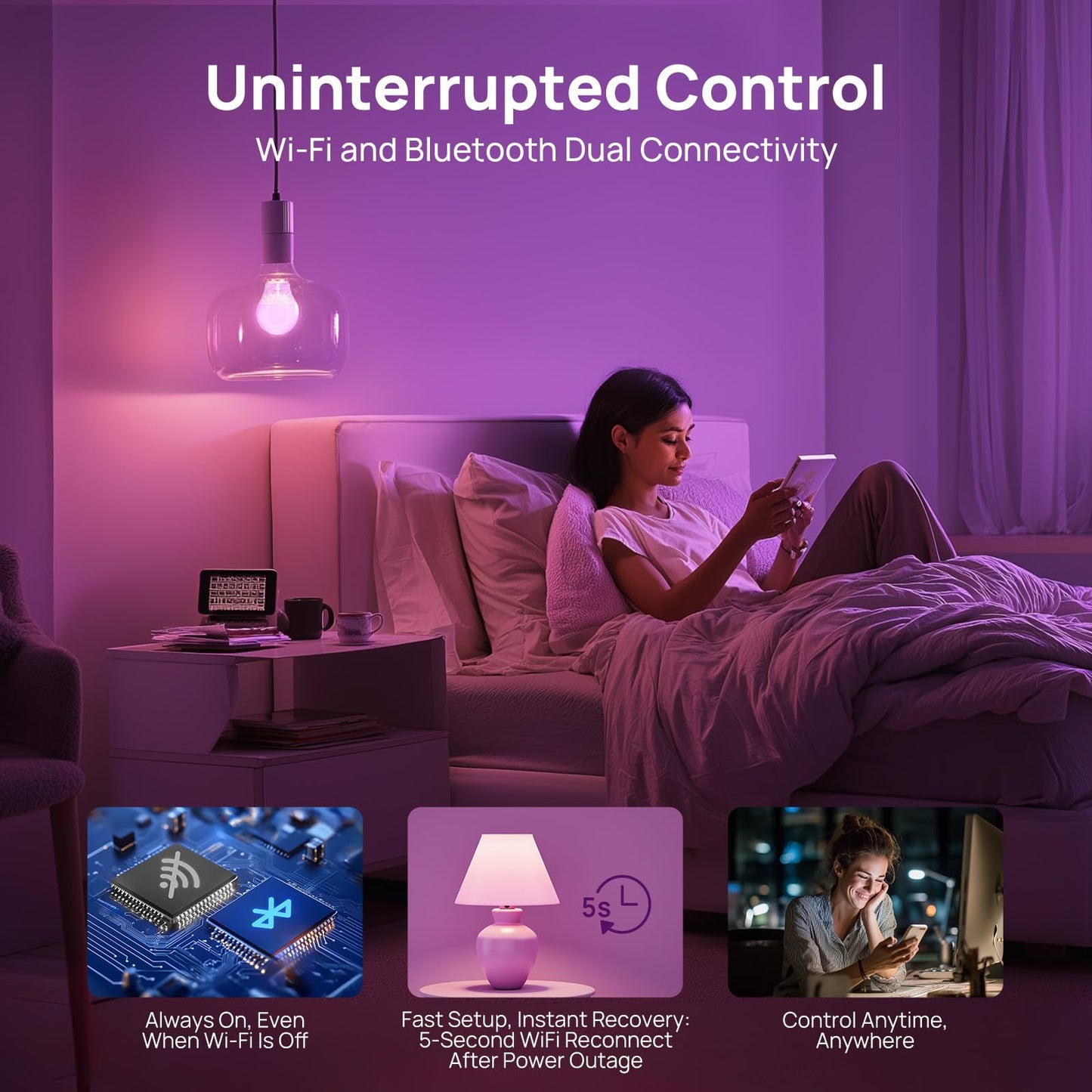Linkind Smart Bulbs 4-Pack, RGB WiFi LED