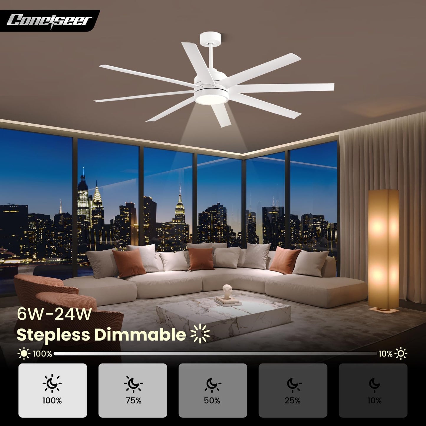 65" Modern Ceiling Fan with Light & Remote