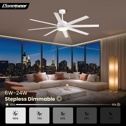 65" Modern Ceiling Fan with Light & Remote