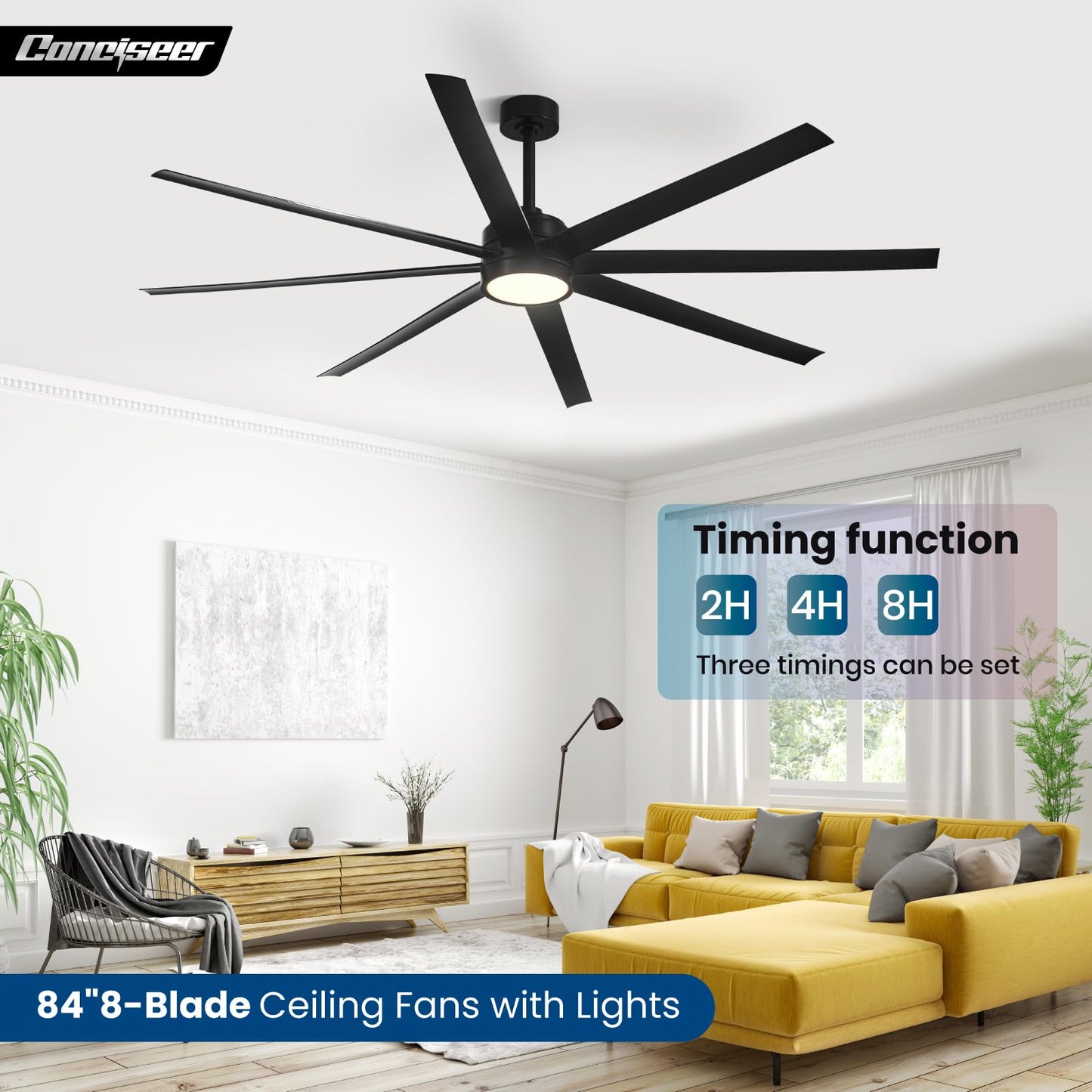 65" Modern Ceiling Fan with Light & Remote