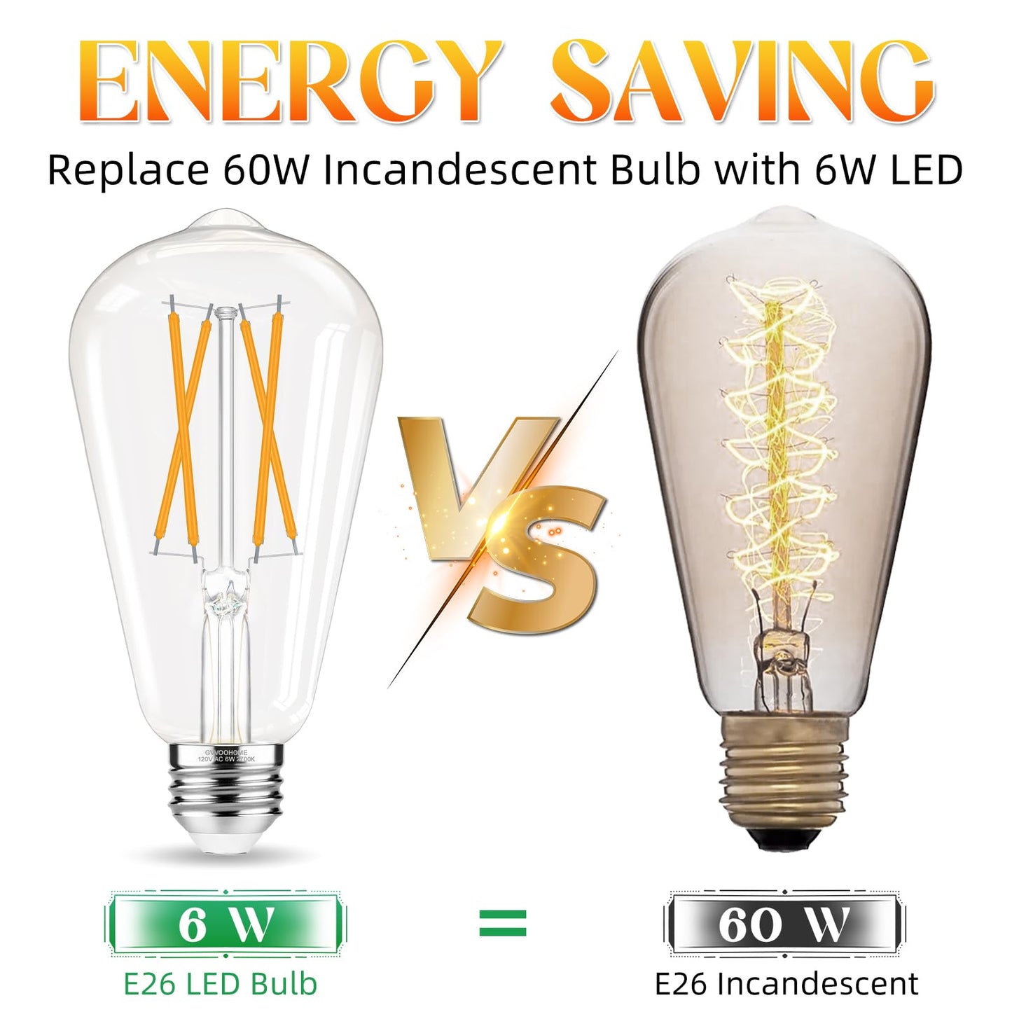 Edison LED Bulbs 60W, 4000K, 12-Pack